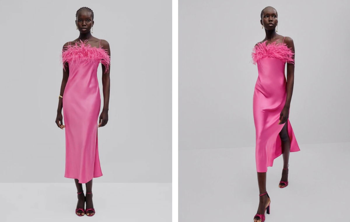 vestido de seda massimo dutti