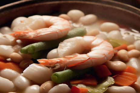 Pochas con gambas carabineros, receta paso a paso Pochas con gambas carabineros, receta paso a paso