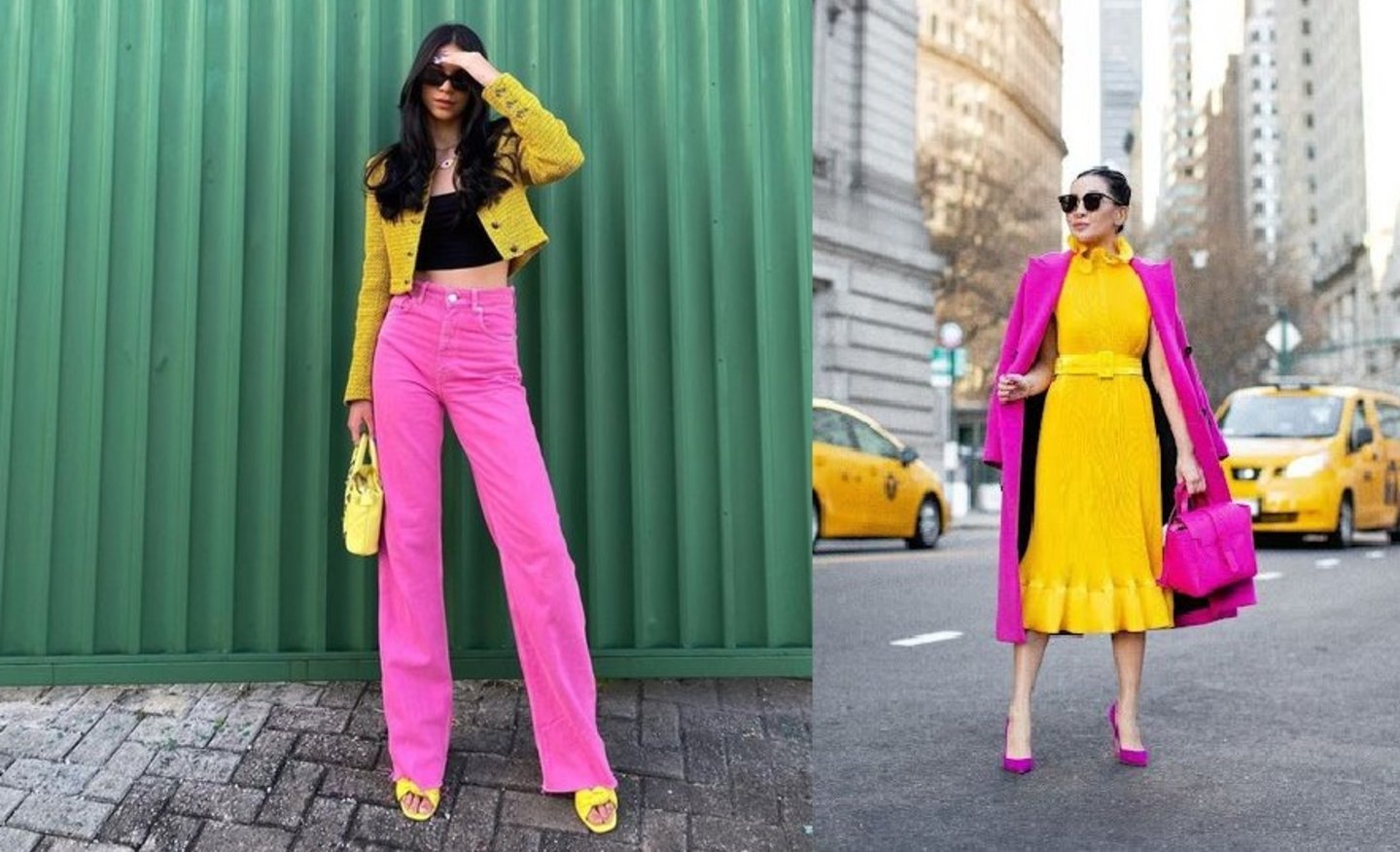 color rosa y amarillo
