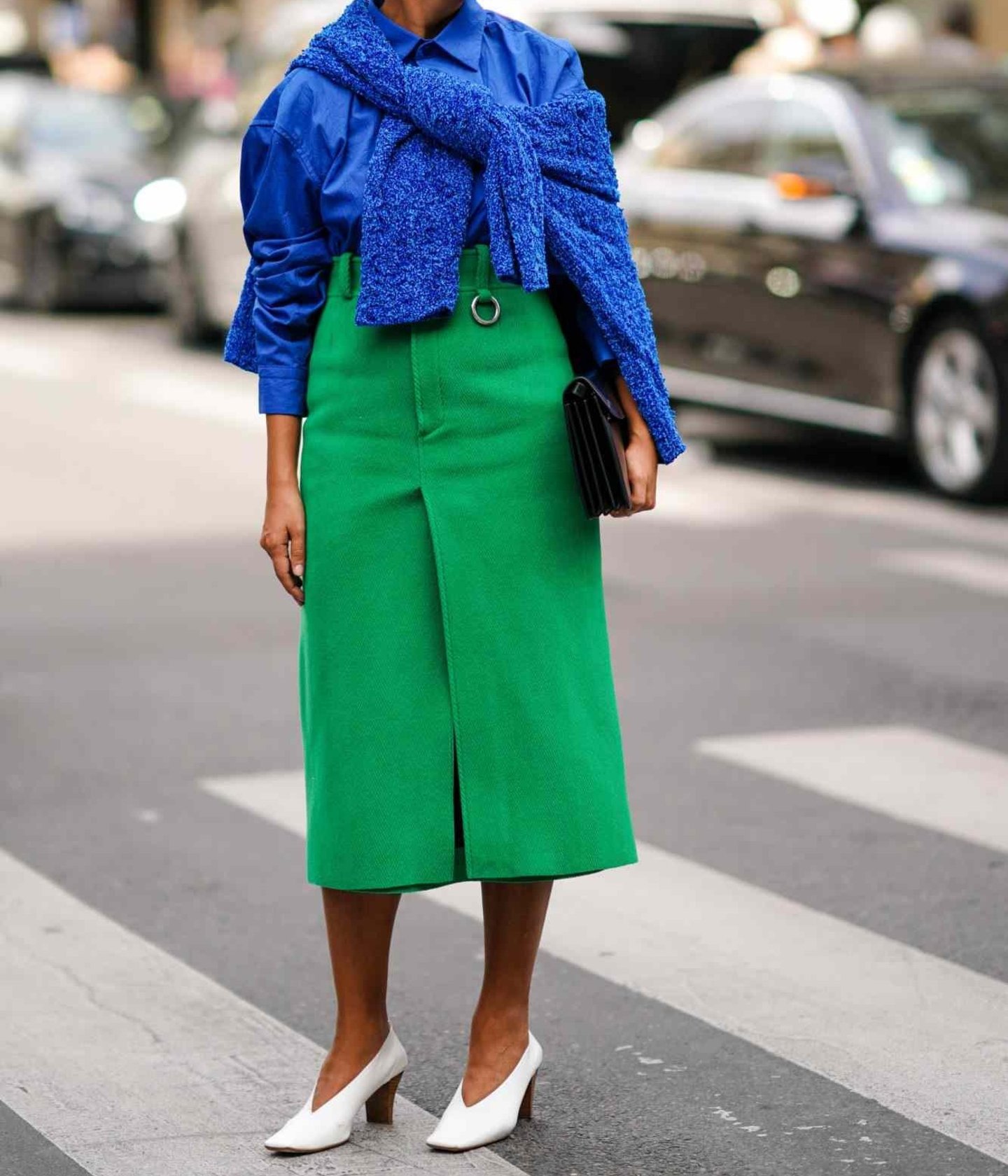 Blue and green outfit