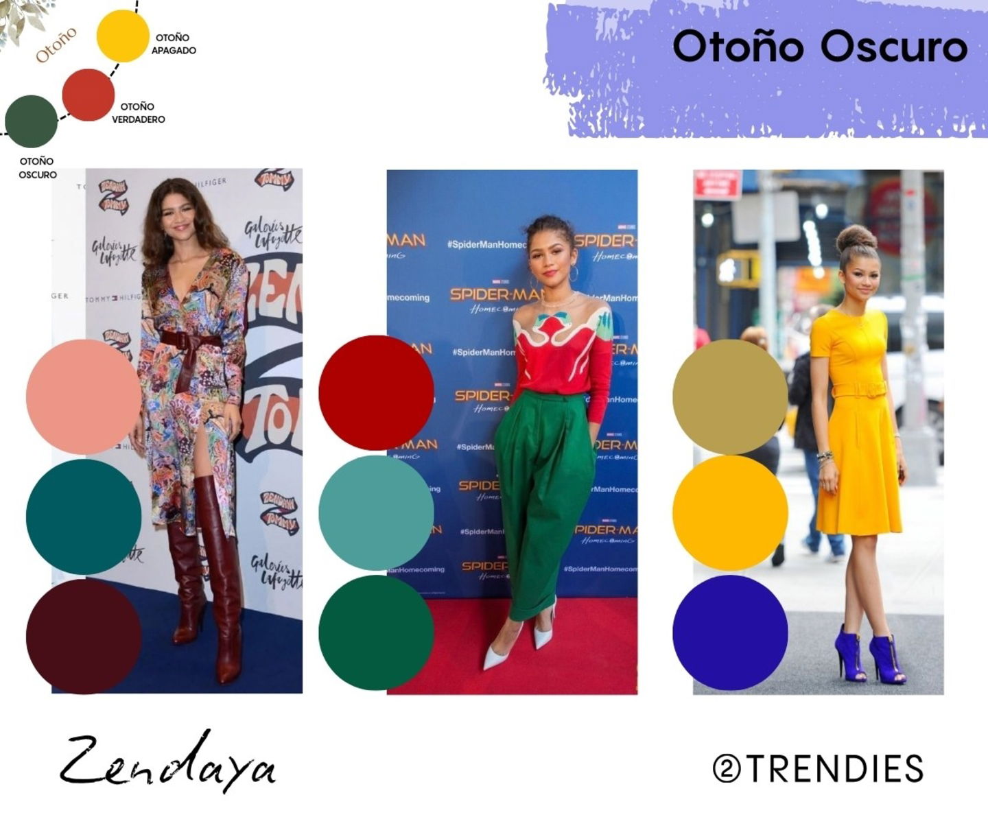 Outfits Zendaya otoño en colorimetría