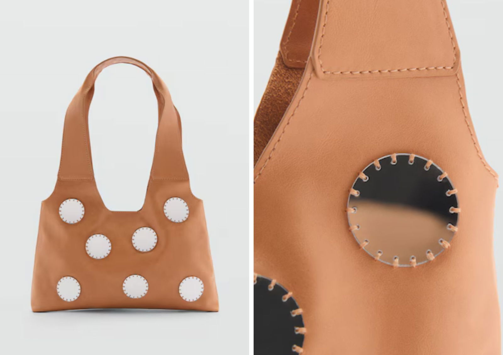 Bolso camel con espejos bordados MANGO