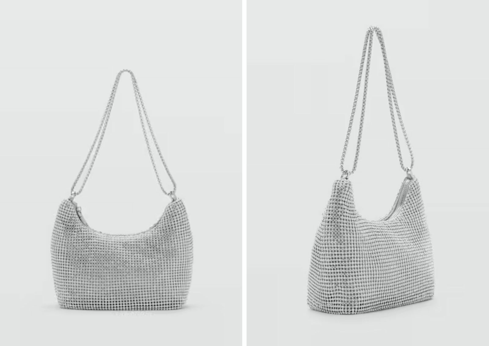 Bolso plateado de cristales MANGO