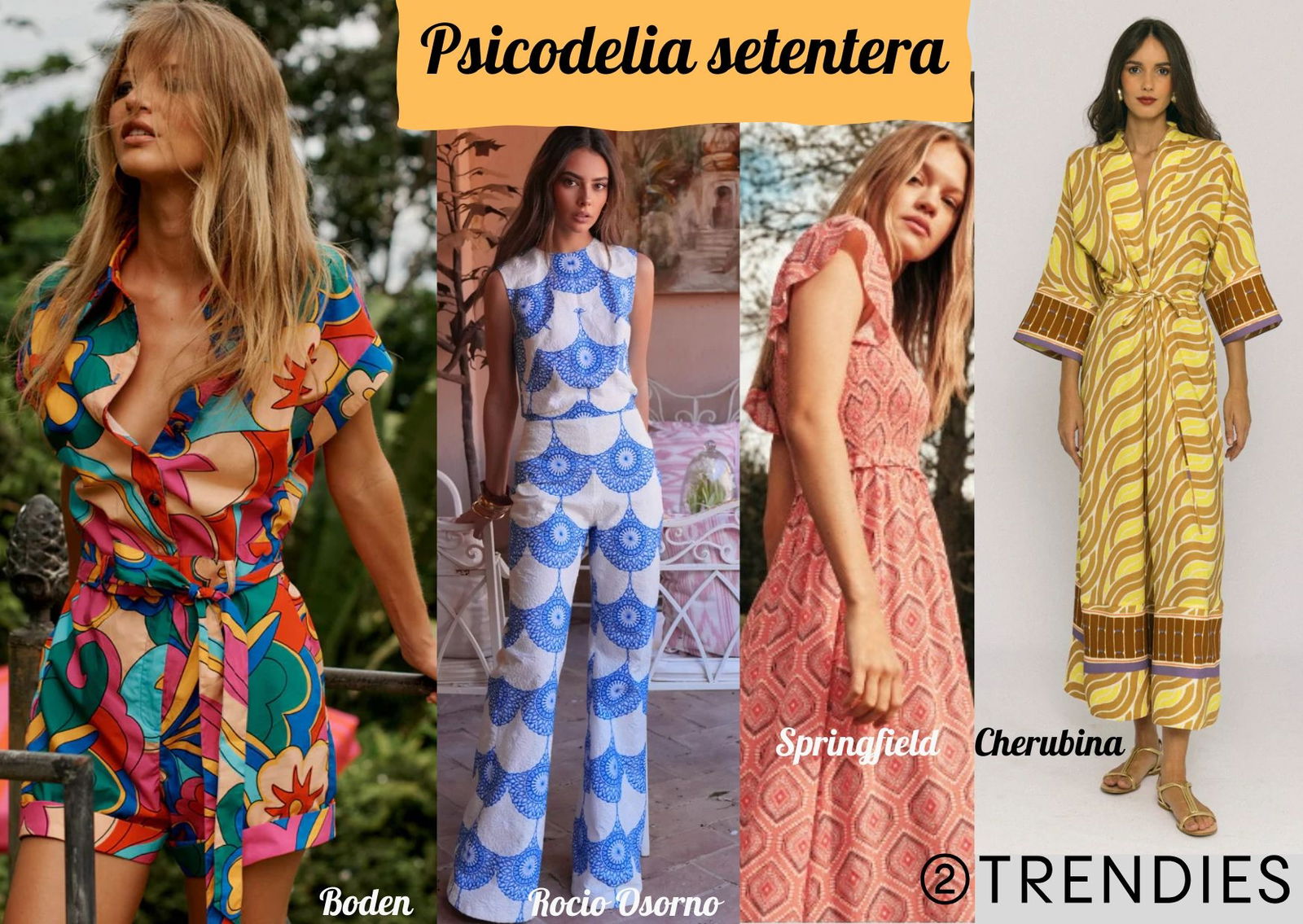 Estampados tendencia 2025 psicodelia setentera estampado geométrico