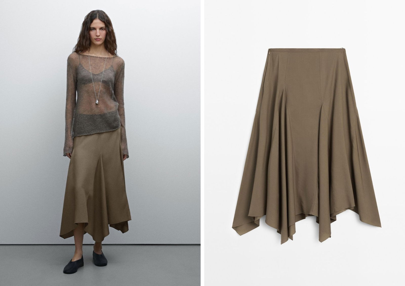Faldas tendencia 2025 faldas para mujeres altas Falda asimétrica Massimo Dutti