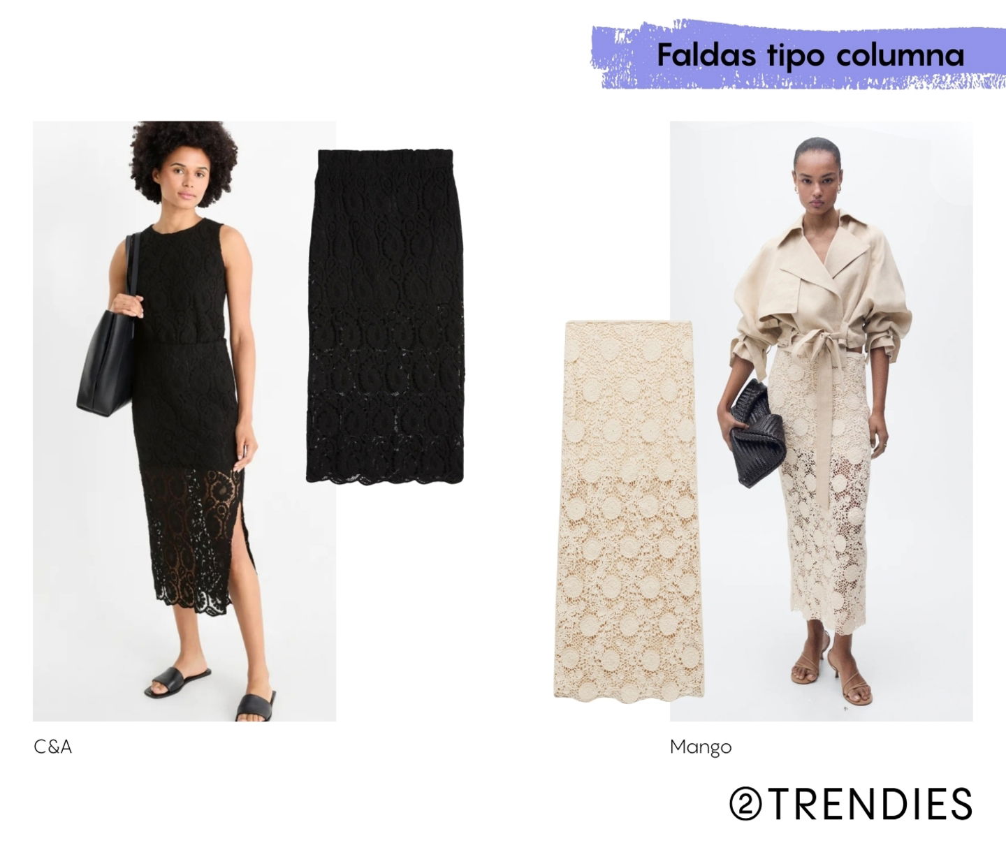 Faldas tipo columna colección primavera verano 2025
