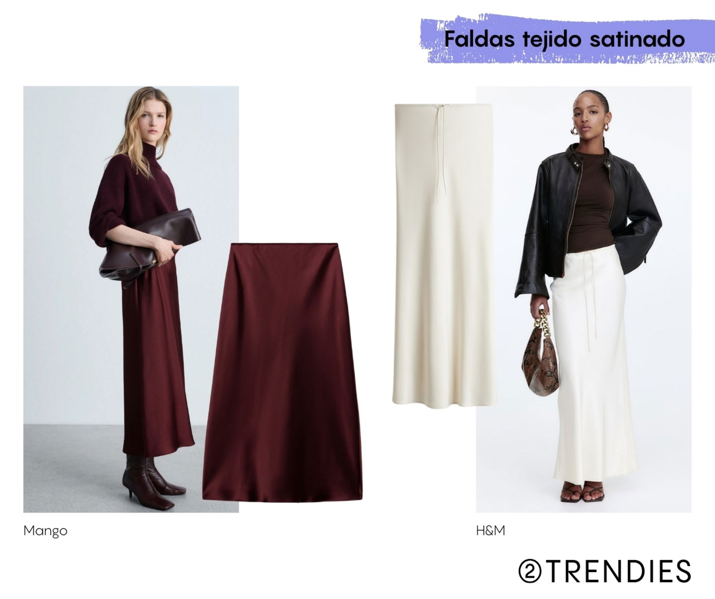 Faldas de tejido satinado primavera-verano 2025