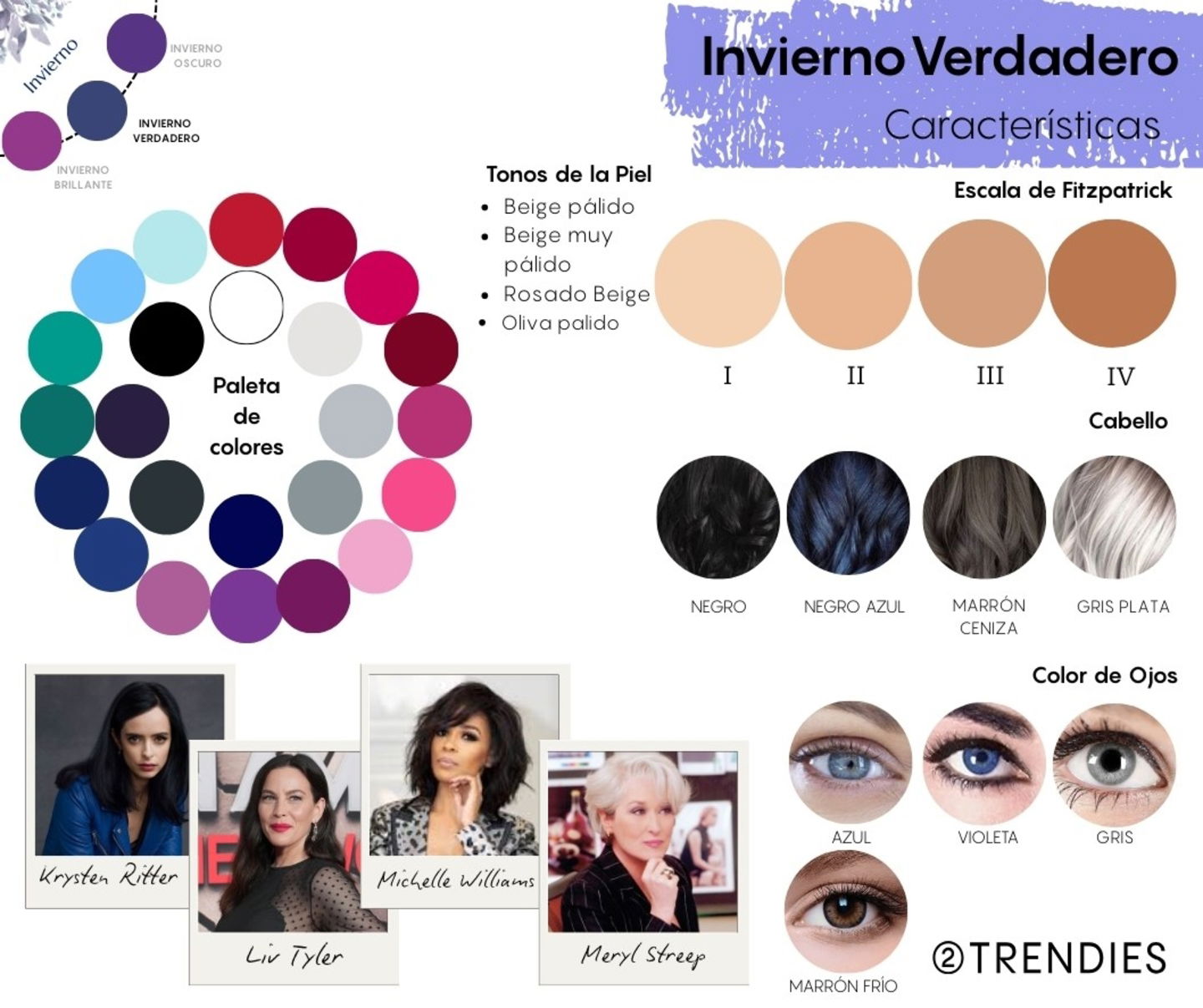 Paleta colores invierno verdadero