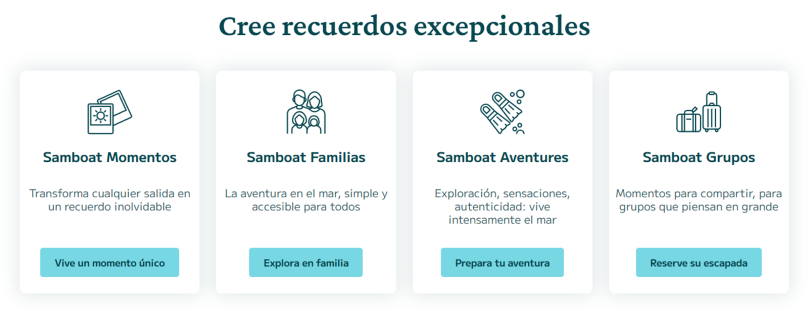 Tipos de experiencias disponibles en Samboat