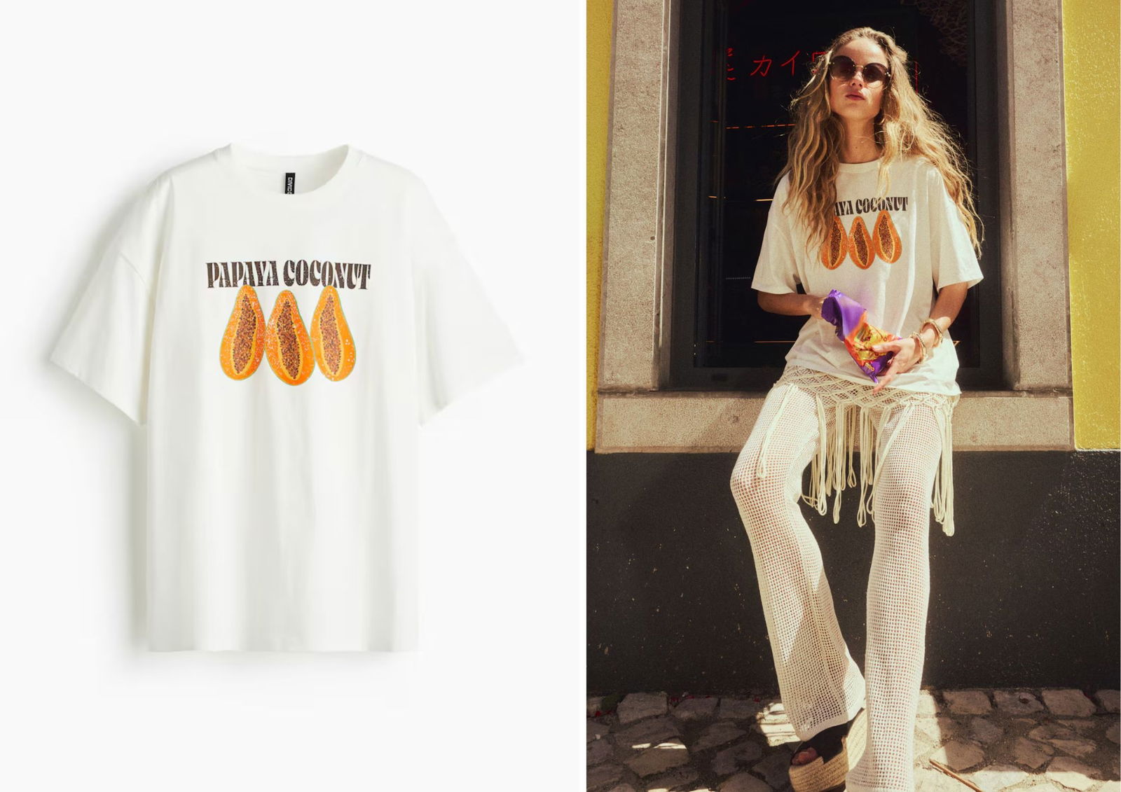 Camiseta frutas papaya H&M