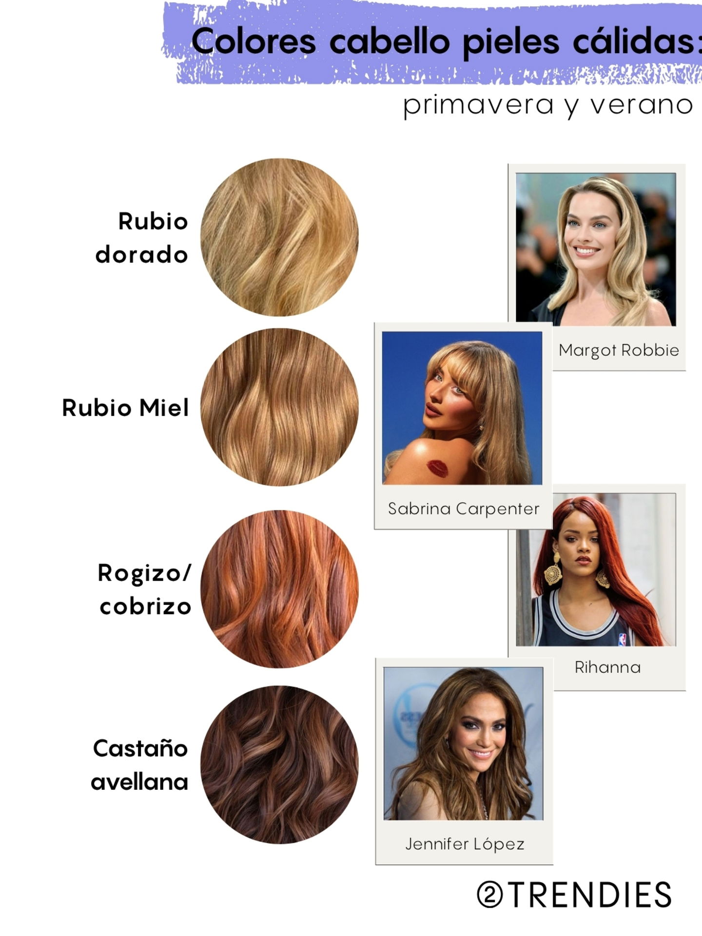 Colorimetría cabello pieles cálidas