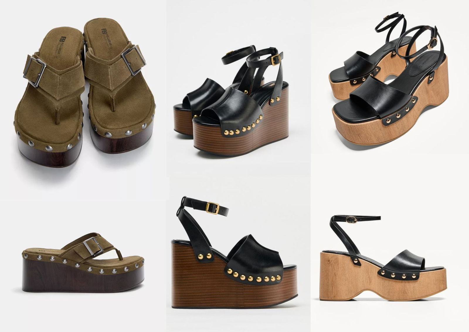 Cuñas de madera PULL&BEAR, ZARA y BERSHKA