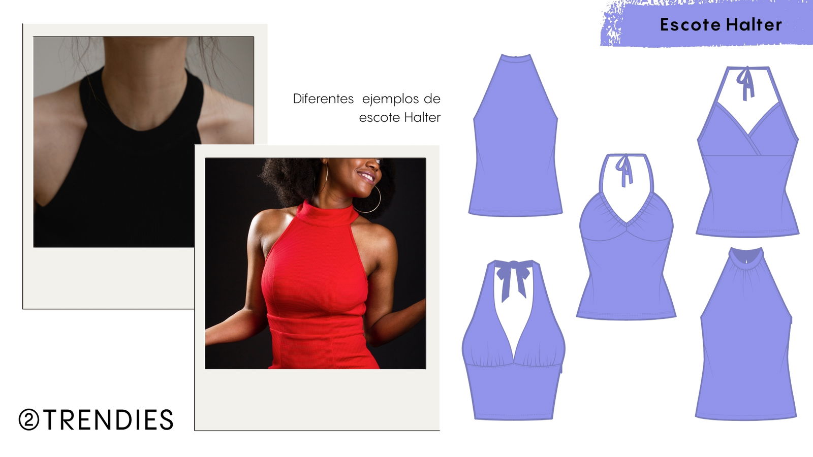 Ejemplos prendas con escote Halter