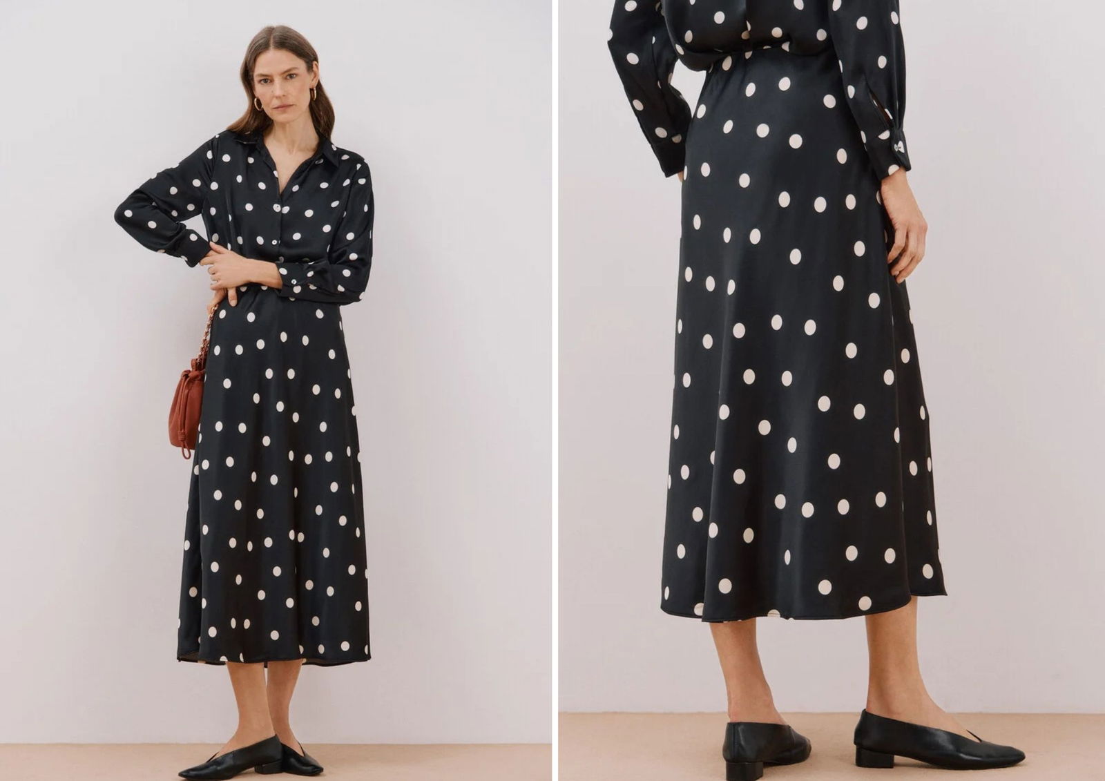 Falda midi satinada lunares CORTEFIEL