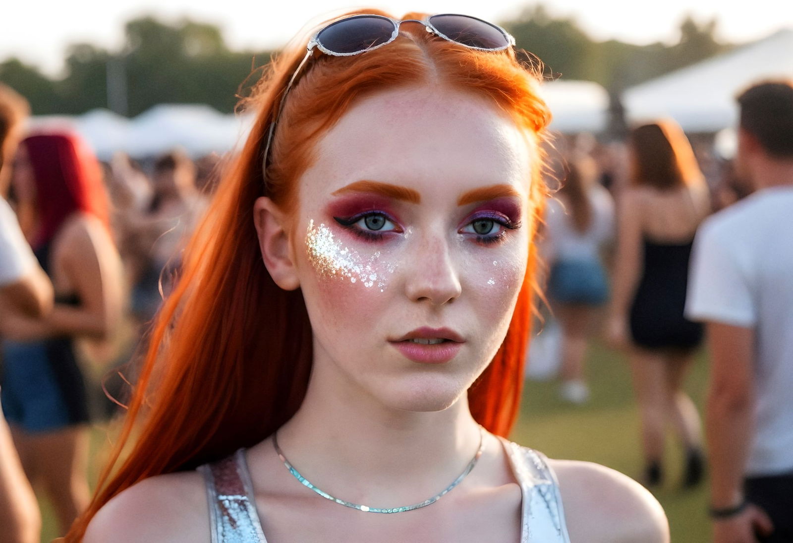Maquillaje glow en un festival