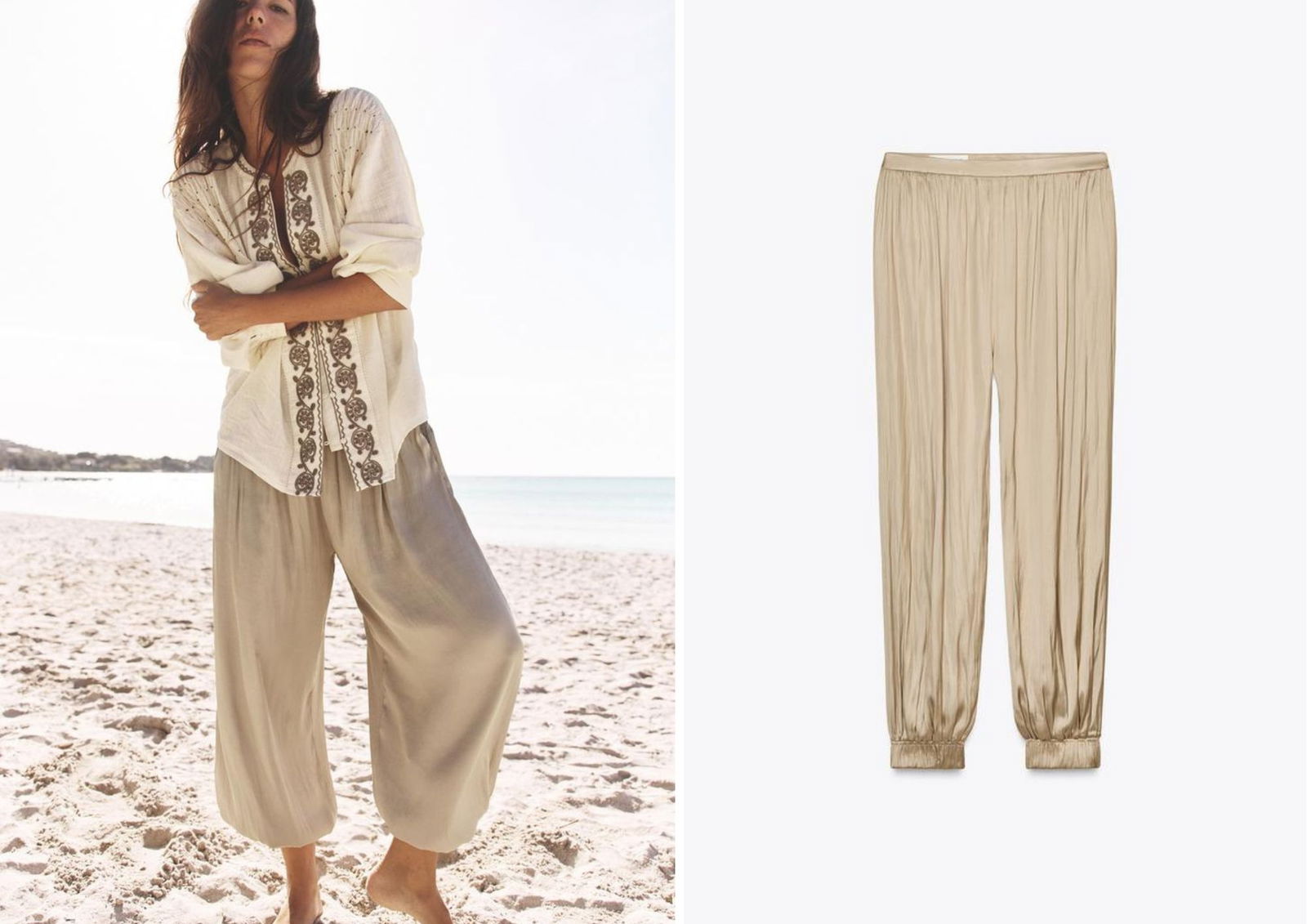 Pantalón bombacho satinado ZARA
