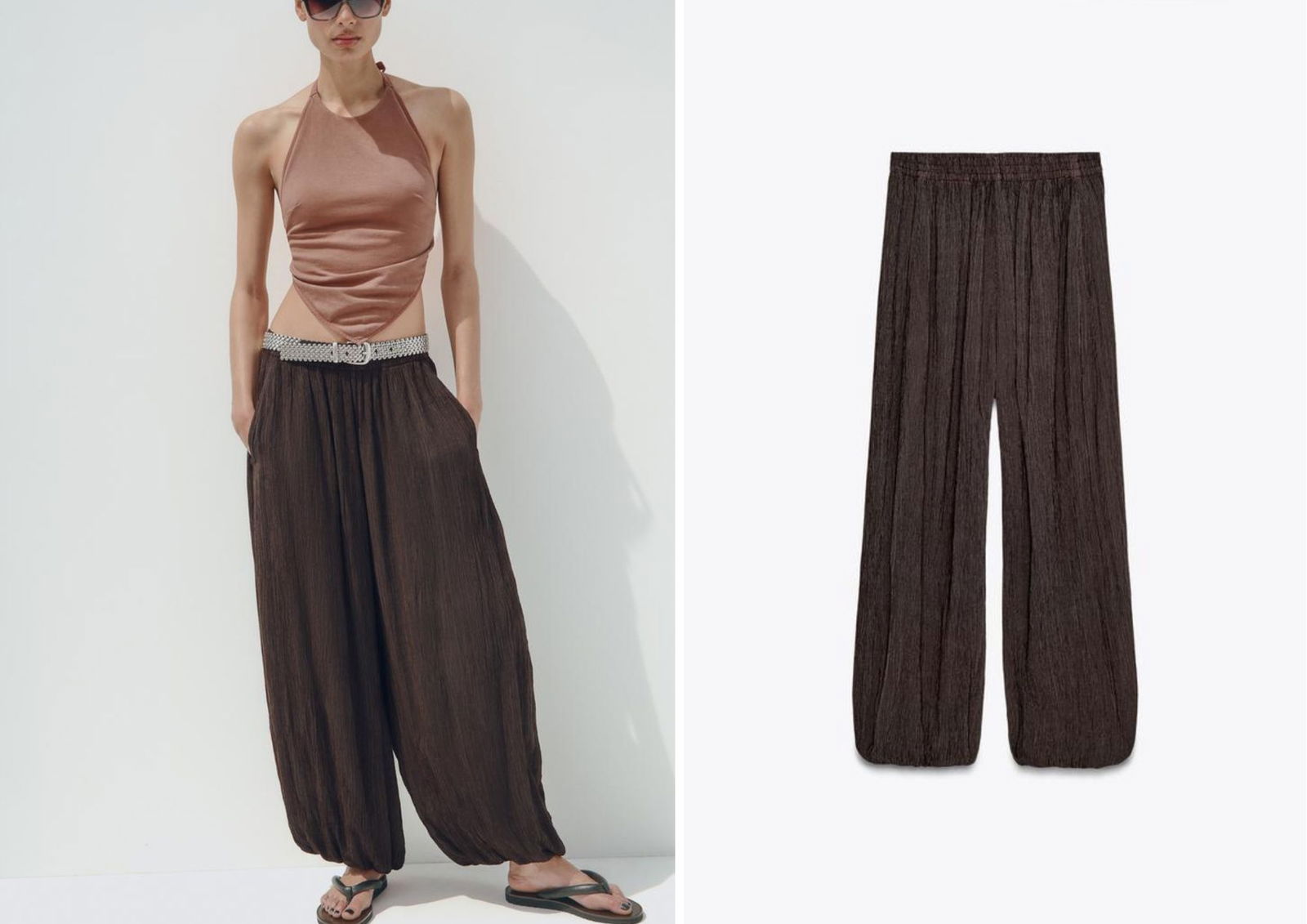 Pantalón bombacho textura ZARA