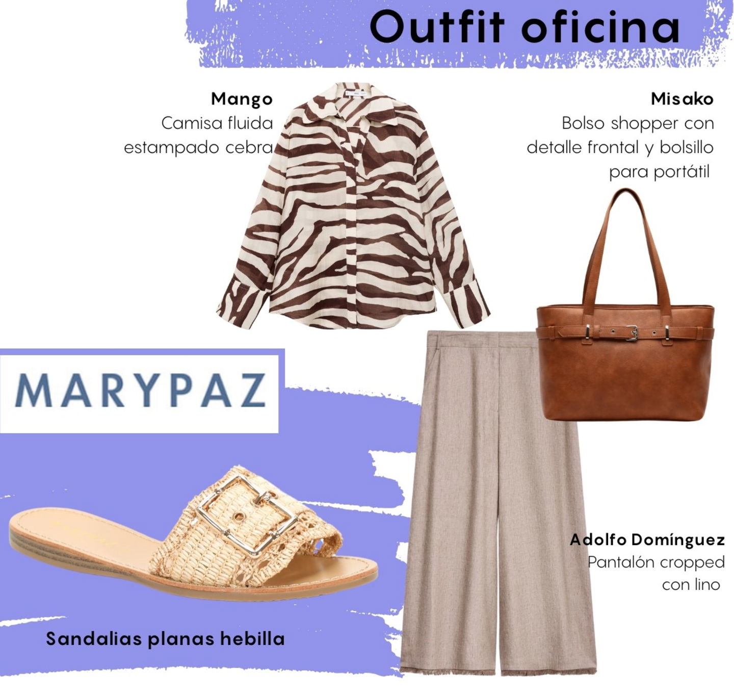 Outfit oficina sandalia plana Mary paz
