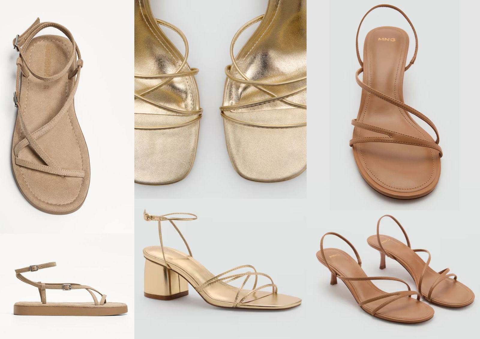 Sandalias de tiras BERSHKA y MANGO