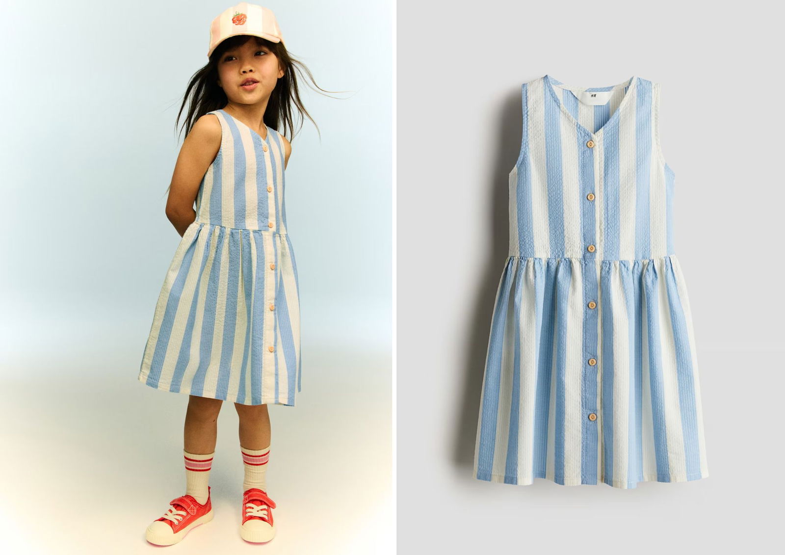 Vestido rayas y botones H&M