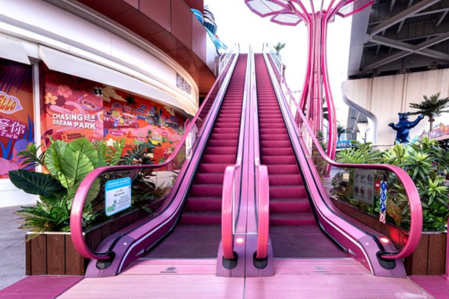 Escaleras rosas Schindler en Xirondo Plaza