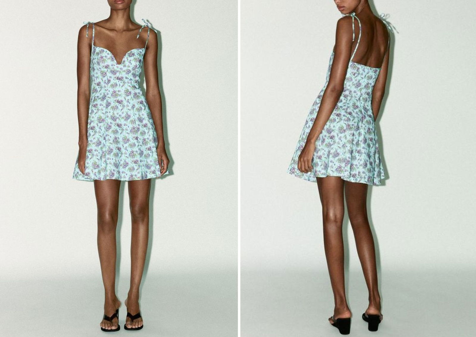 ZARA Vestido Popelín Flores