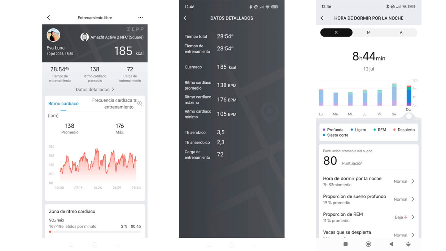 Amazfit Active 2 Square capturas app
