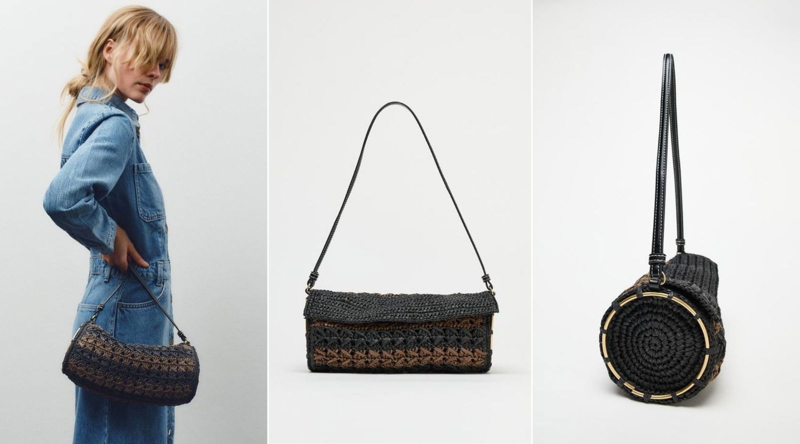 Bolso efecto rafia trenzado ZARA