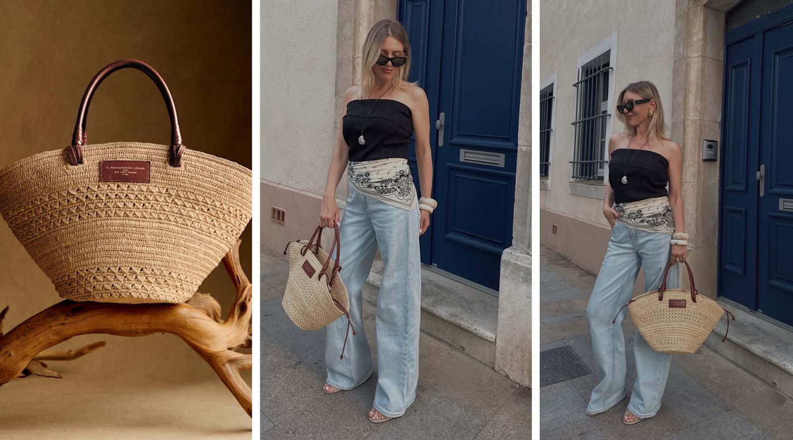 Capazos Sézane: looks reales para combinar el bolso de rafia del verano