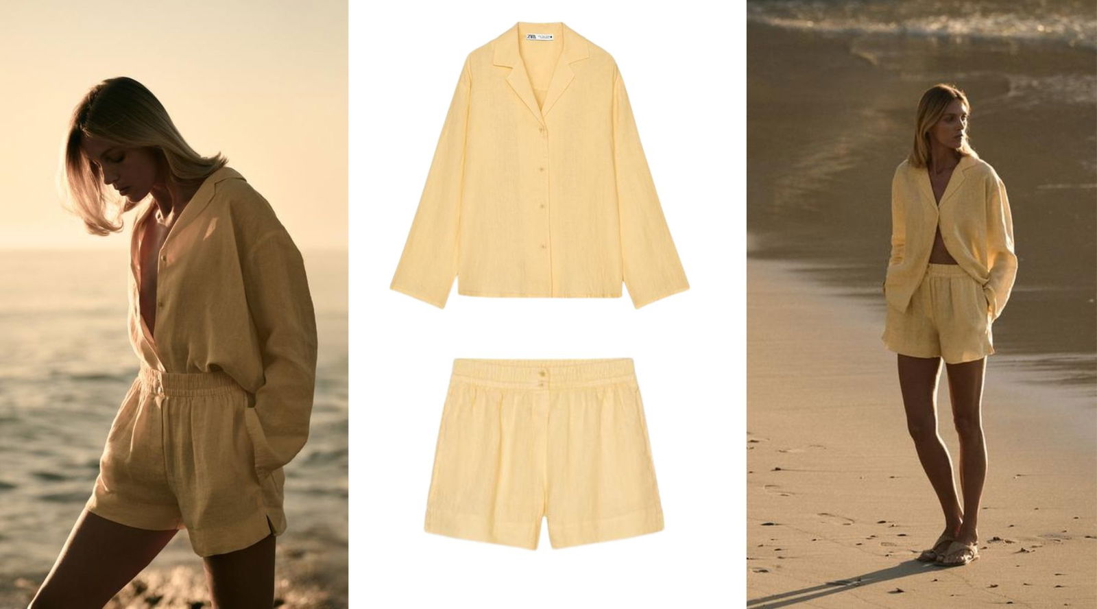 Conjunto lino amarillo mantequilla Zara