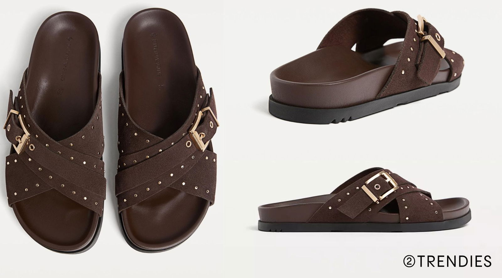 Sandalias tachuelas Stradivarius marrón chocolate