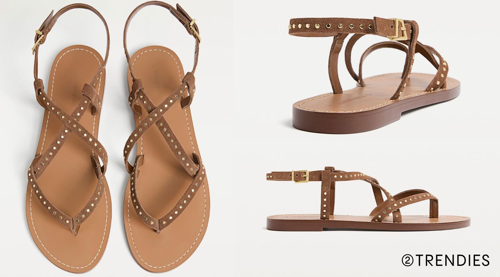 Sandalias tachuelas Stradivarius marrón