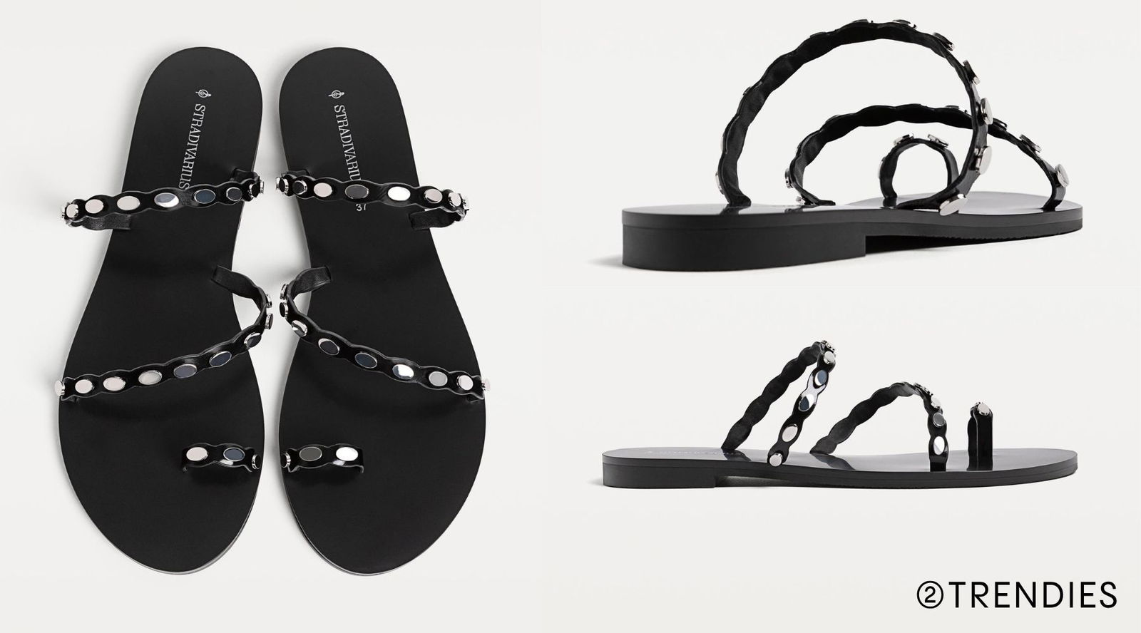Sandalias tachuelas Stradivarius negro