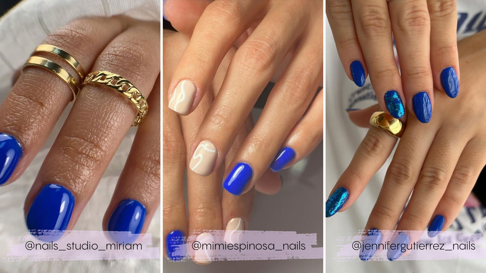 Manicura azul eléctrico