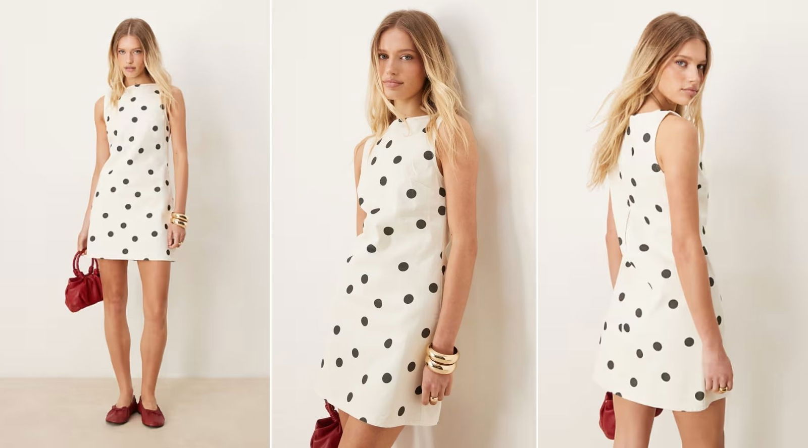Vestido corte recto estampado de lunares ASOS