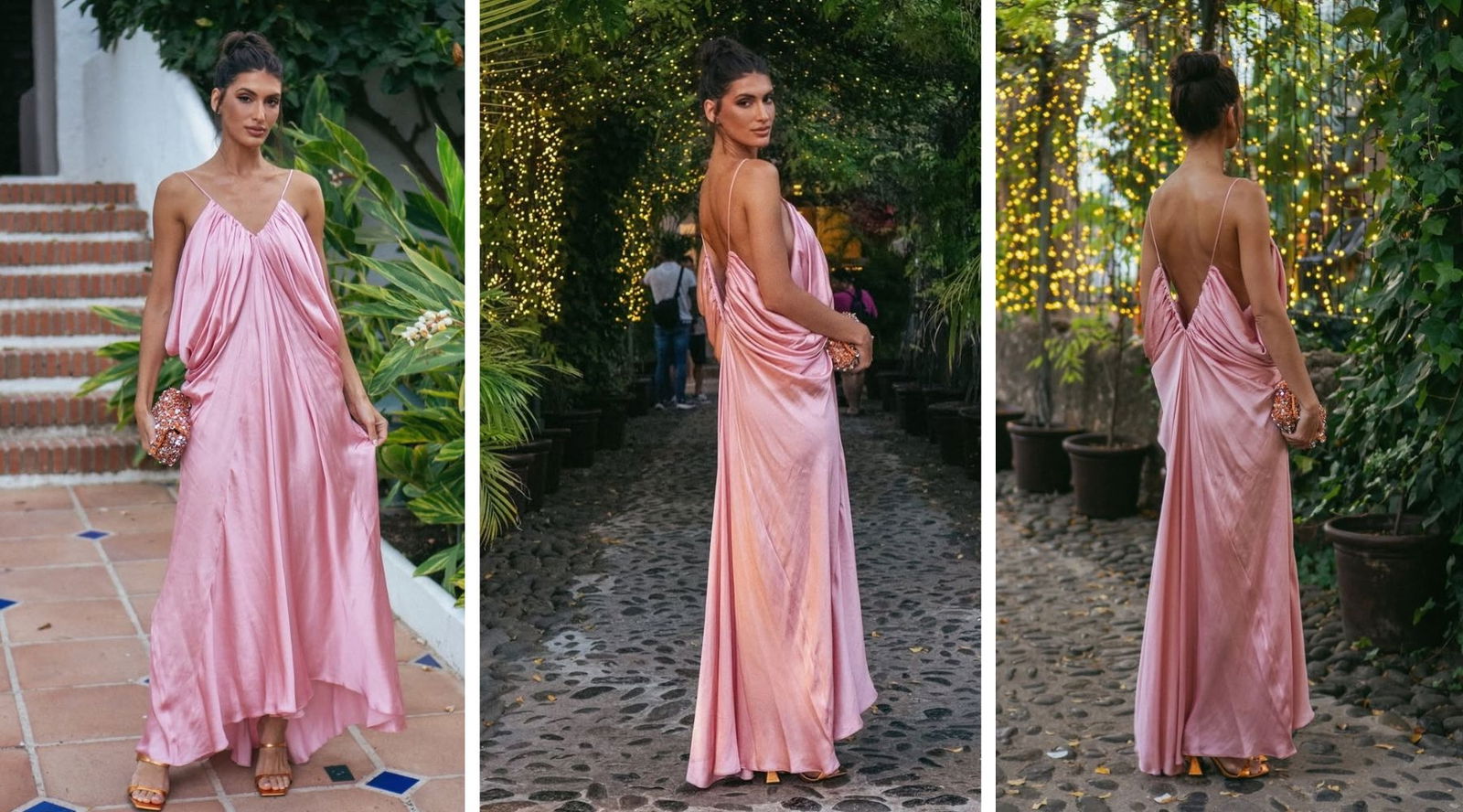 Vestido rosa satén Zara