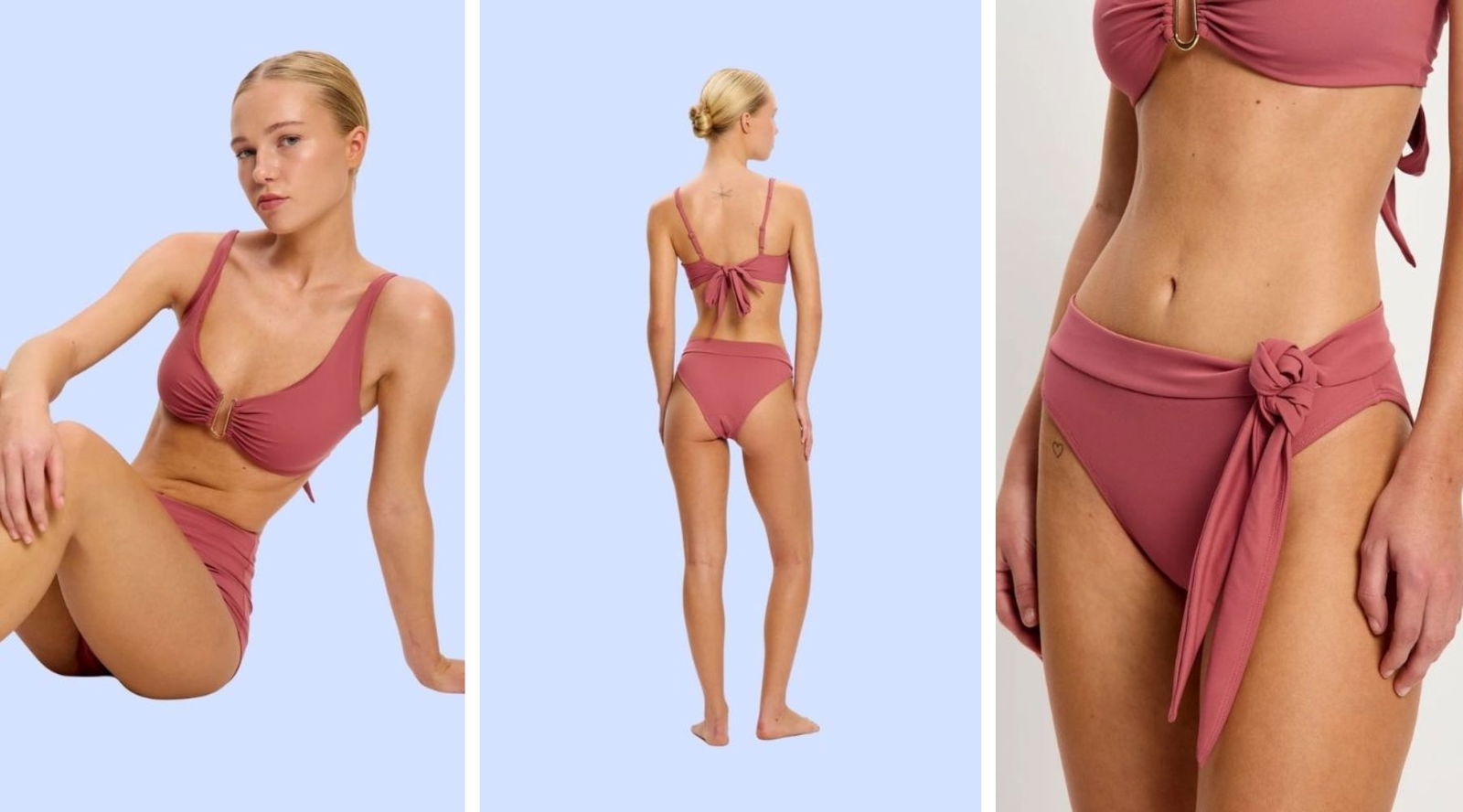 Bikini mauve con braguita alta de lazo | Modibodi