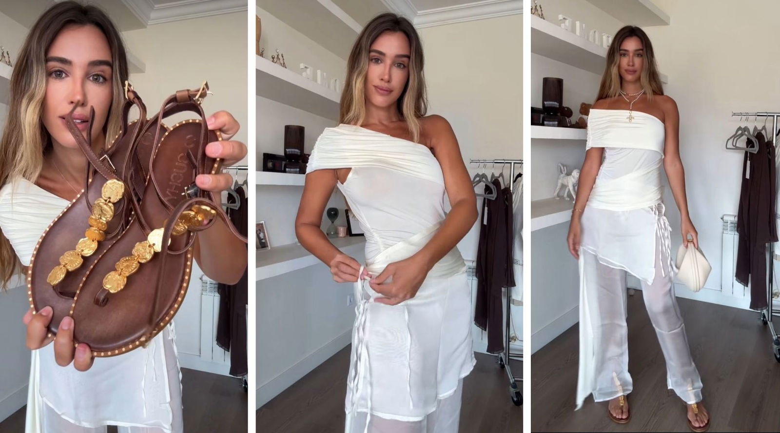 Los dos conjuntos tendencia de Zara y Parfois que Teresa Bass combina con las sandalias joya de Cuchy