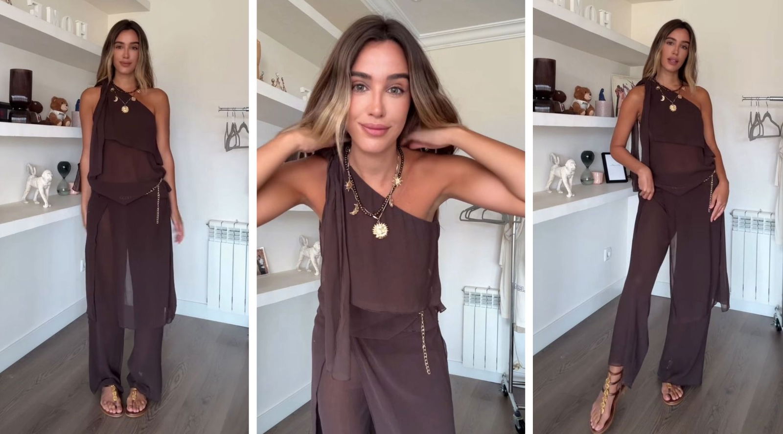 Los dos conjuntos tendencia de Zara y Parfois que Teresa Bass combina con las sandalias joya de Cuchy