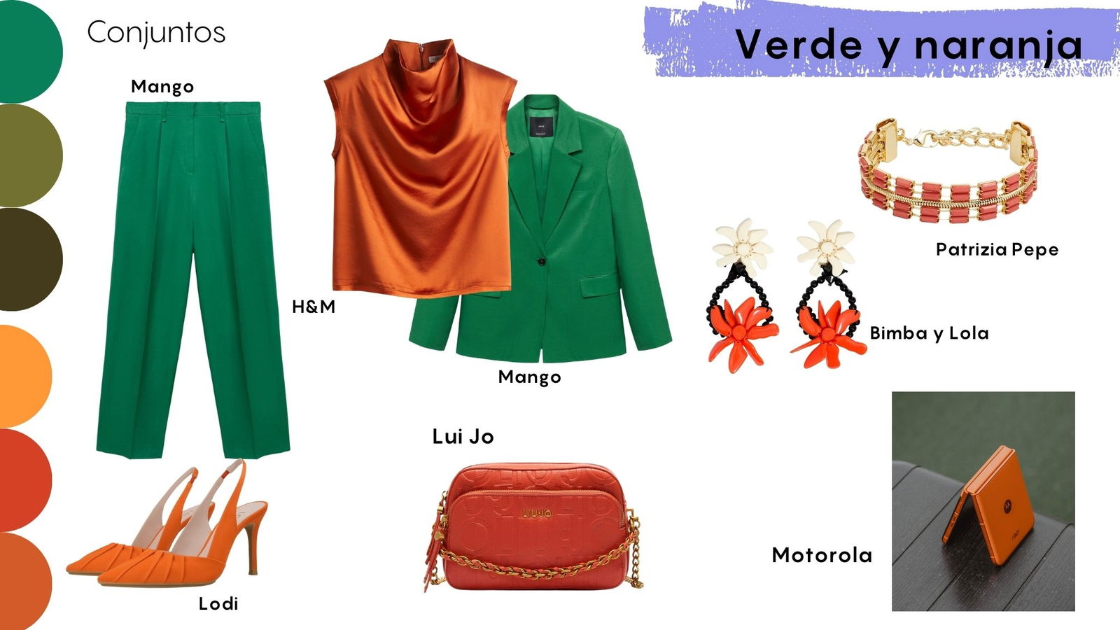 Outfit naranja y verde