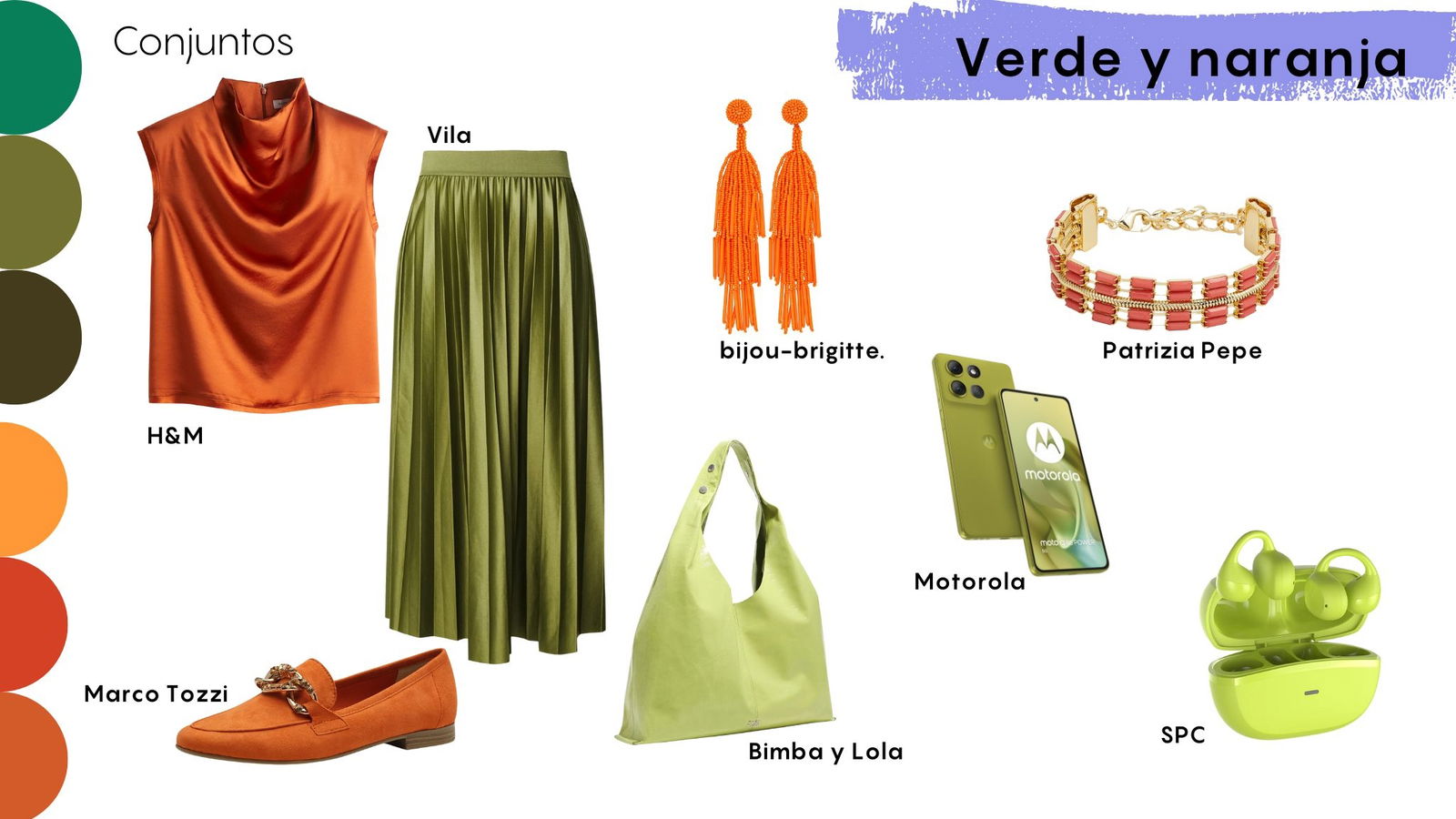 Outfit naranja y verde