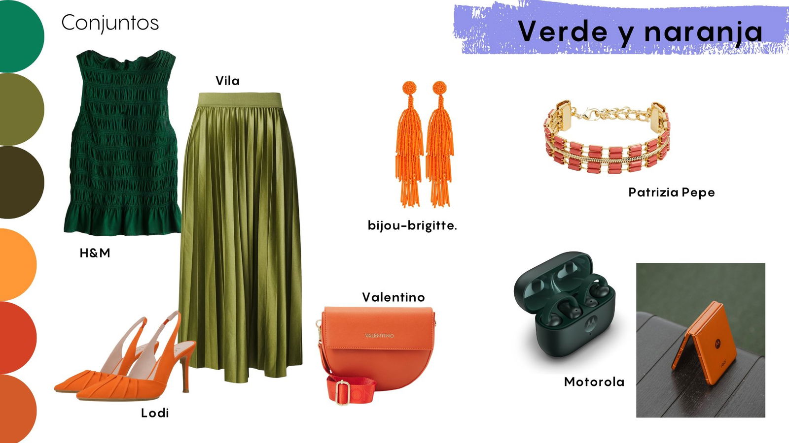 Outfit naranja y verde
