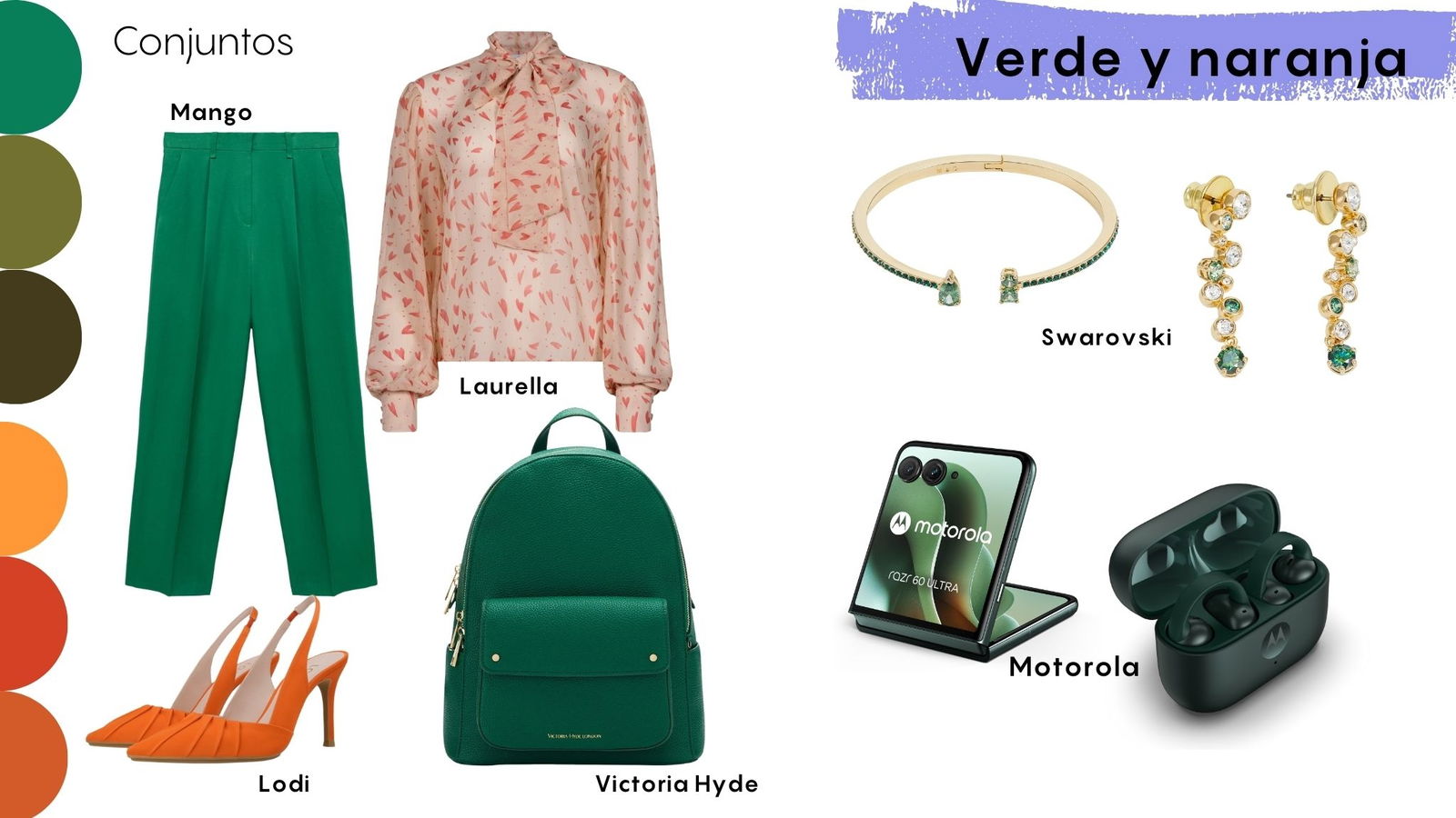 Outfit naranja y verde