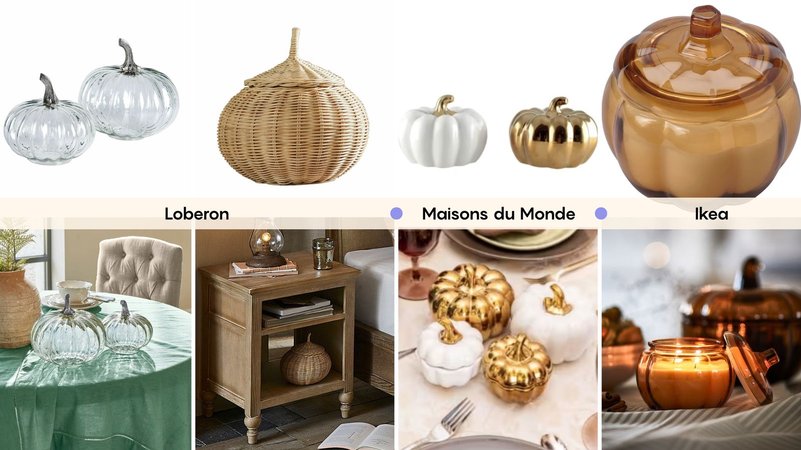 Piezas de decoración en forma de calabaza