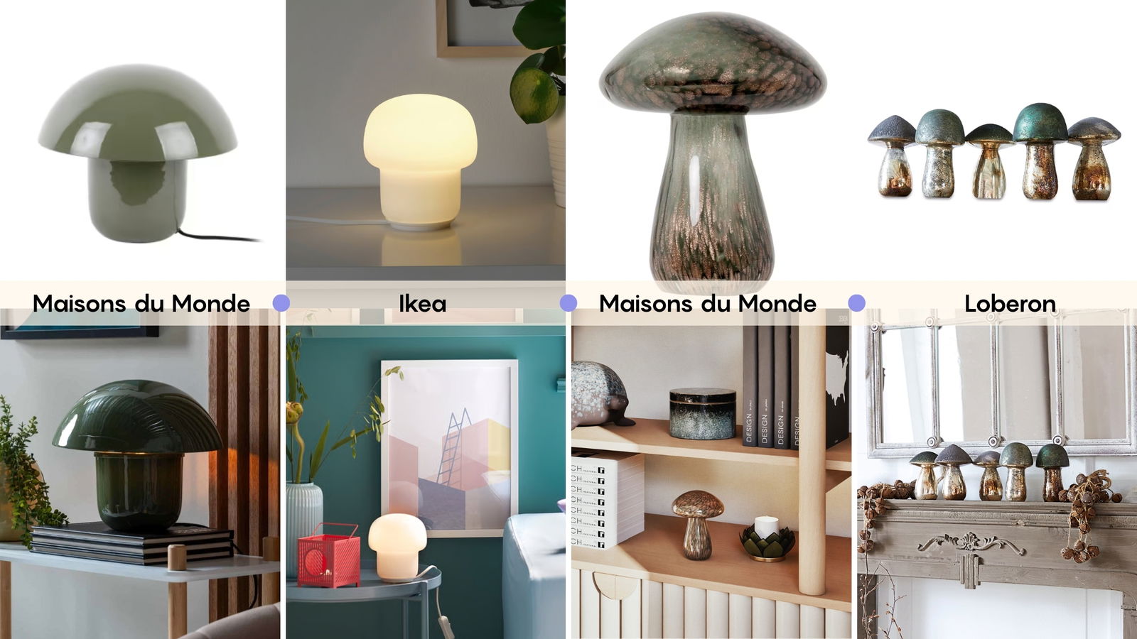Piezas de decoración setas