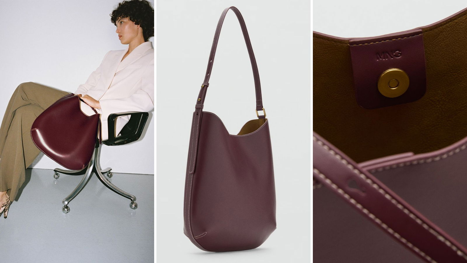 Bolso burdeos de Mango