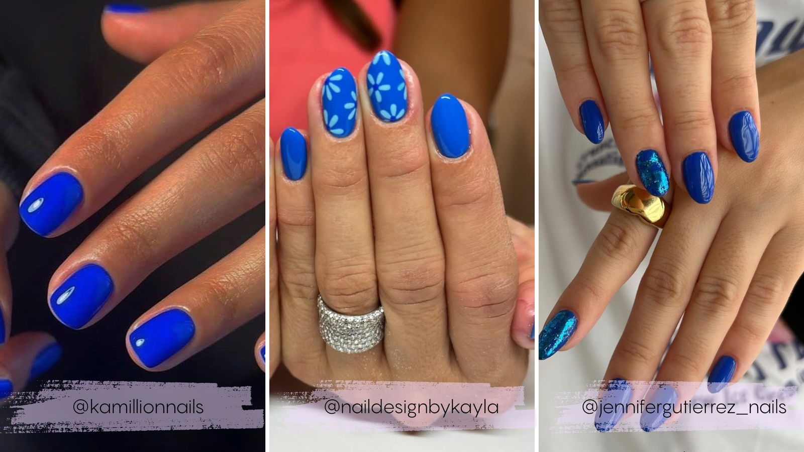 Manicura azul eléctrico