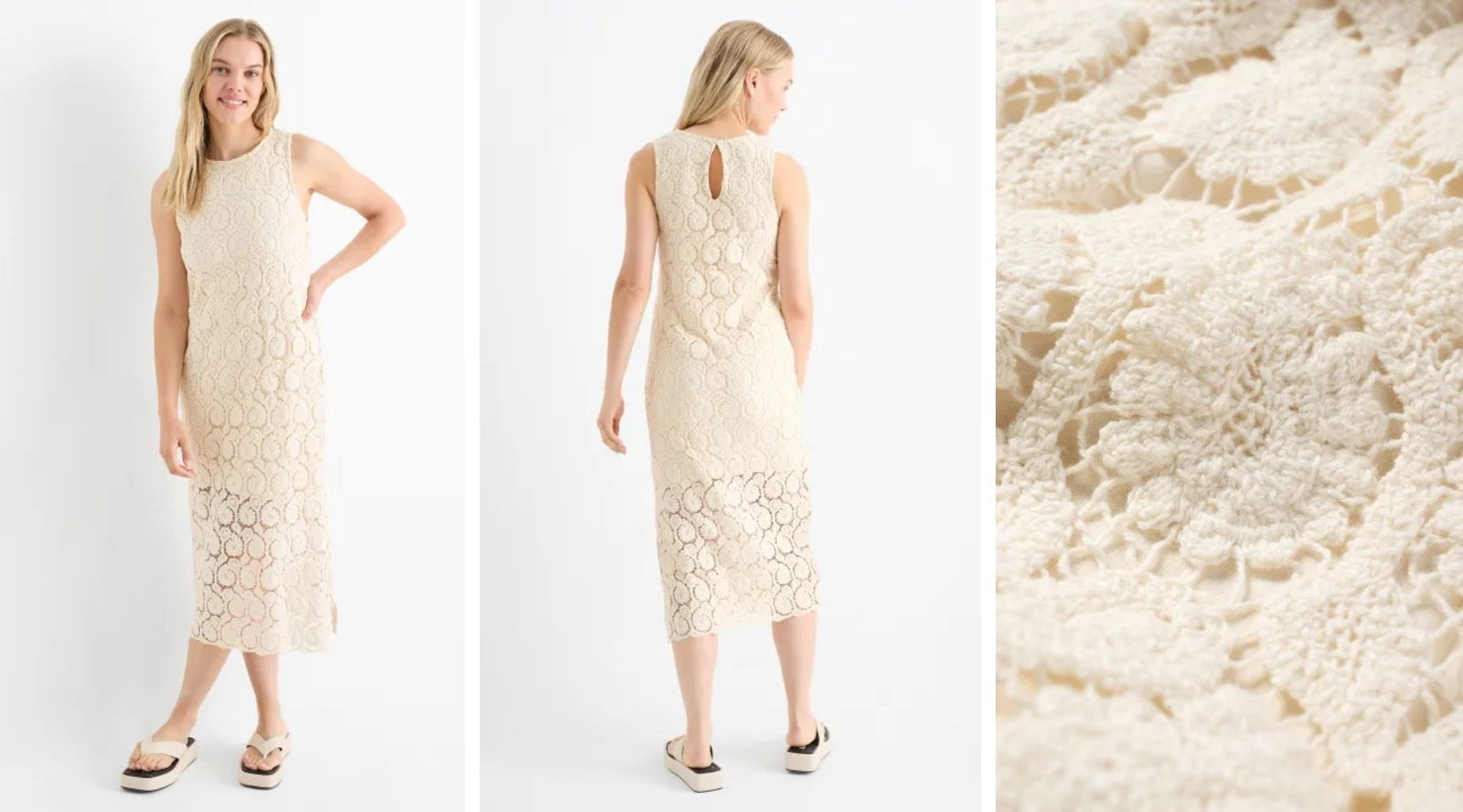Vestido blanco crochet C&A