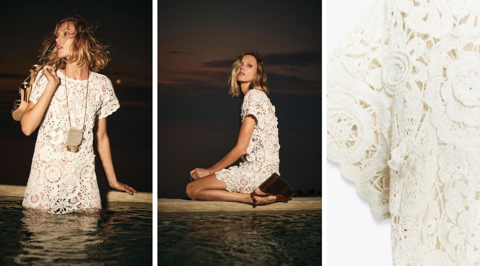 Vestido blanco crochet Zara