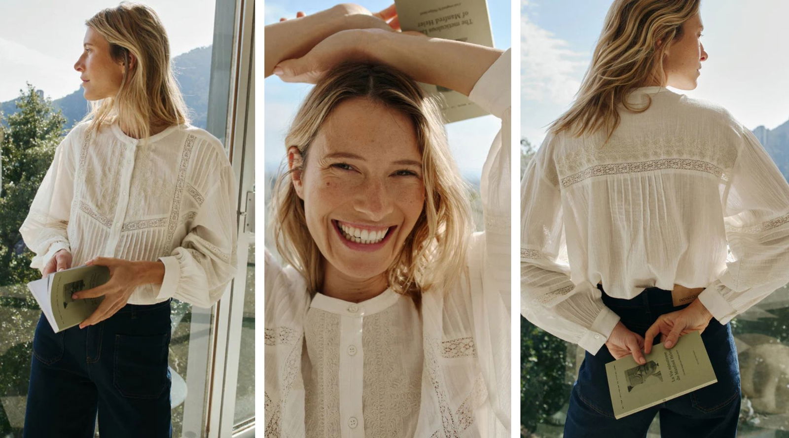 El look perfecto para ir a trabajar este otoño lo resuelves con camisa bordada y chaqueta de ante